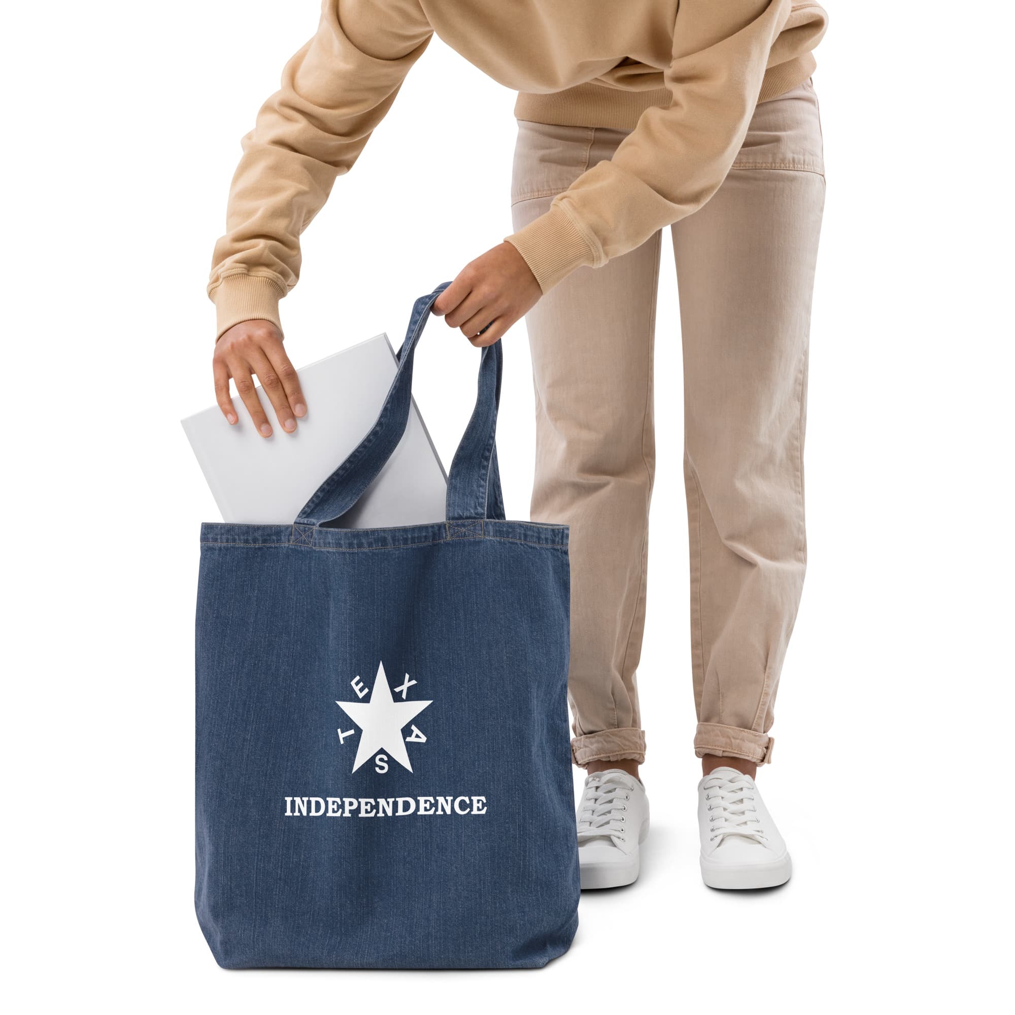 Texas Independence Denim Tote Bag