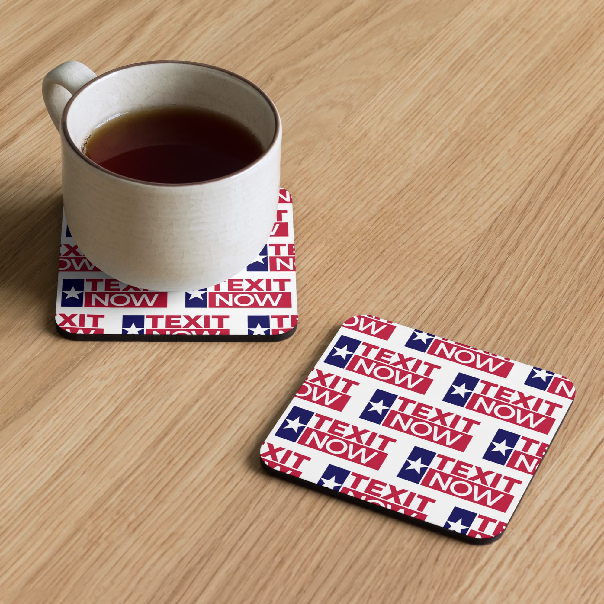 TEXIT NOW Cork-Back Coaster
