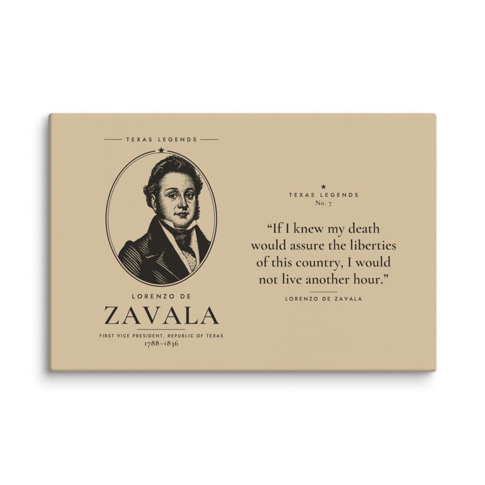 Lorenzo de Zavala Texas Legends Canvas