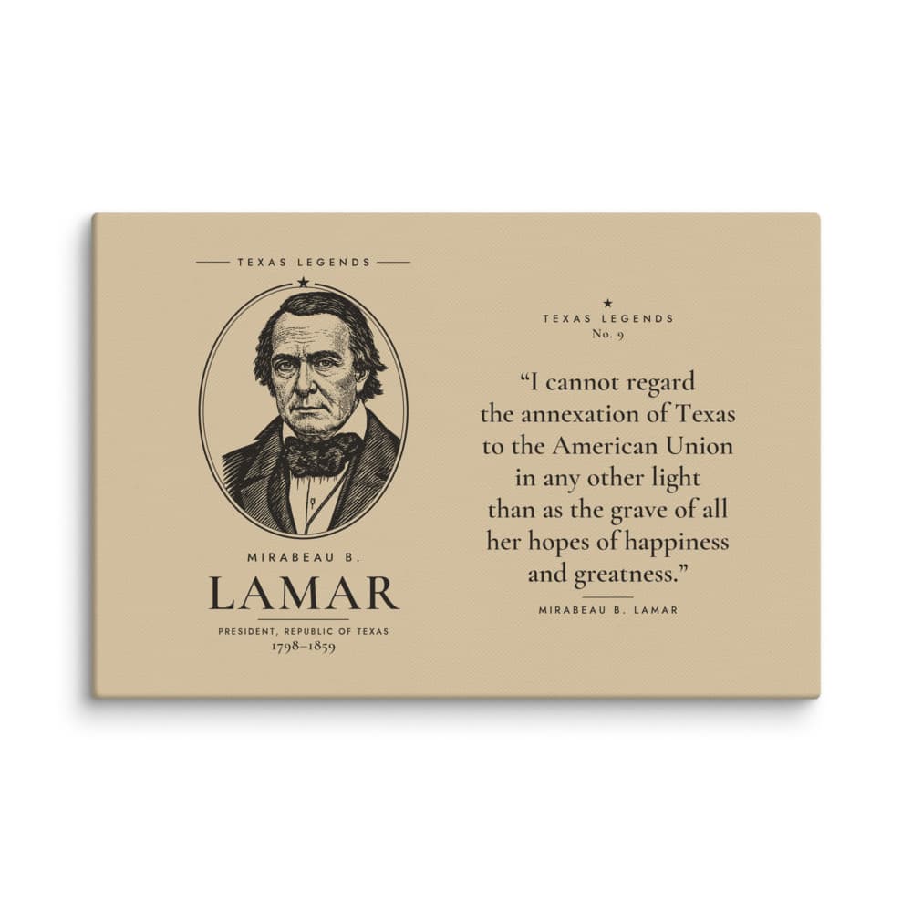 Mirabeau B. Lamar Texas Legends Canvas